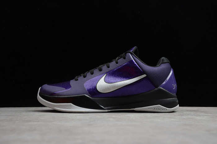 nike zoom kobe 5 ink metallic silver black purple shoes 386430-500