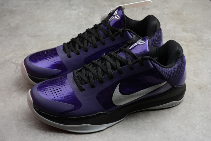 nike zoom kobe 5 ink metallic silver black purple shoes 386430-500
